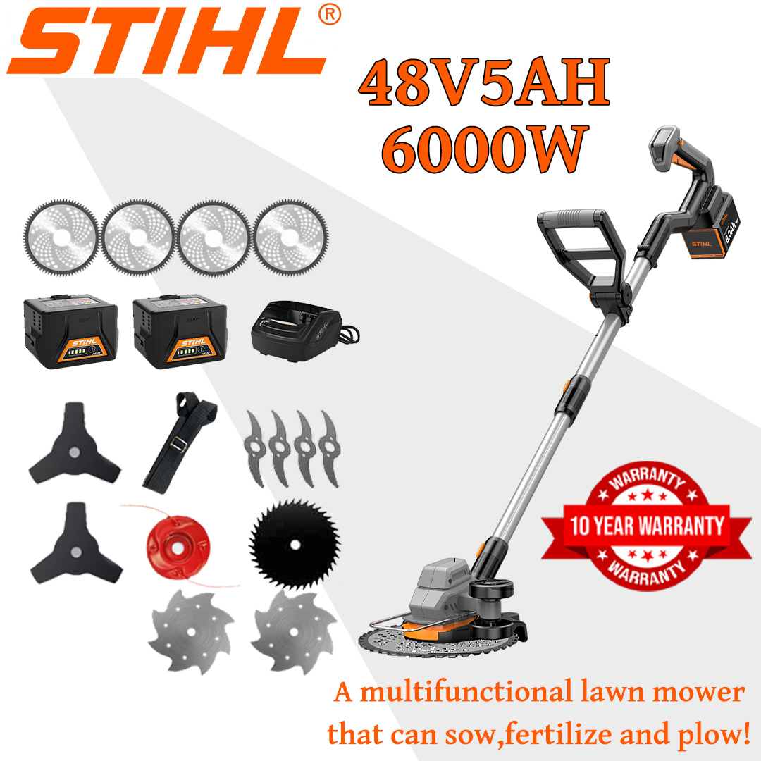 [Modelo actualizado] Cortadora de césped (6000w48V5AH) + cultivador * 1 + cuchilla de aleación * 2 + hoja de sierra de aleación * 2 + cabezal de corte de aleación * 1 + cuchilla triple * 1 + cuchilla antibloqueo * 1 + cargador + batería * 1 + correa * 1 + Otros accesorios + 5 años de garantía